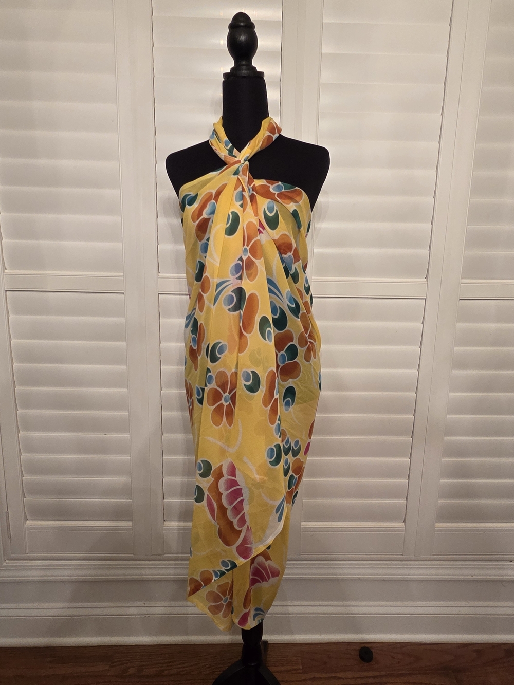 Yellow Floral Pareo Sarong Wrap